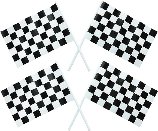 GIFTEXPRESS 72pc Mini Banderas de cuadros de plástico Suministros para fiestas (4 x 6 pulgadas)