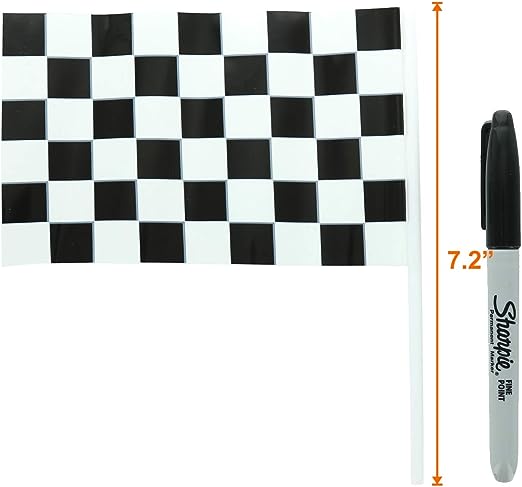 GIFTEXPRESS 72pc Mini Banderas de cuadros de plástico Suministros para fiestas (4 x 6 pulgadas)