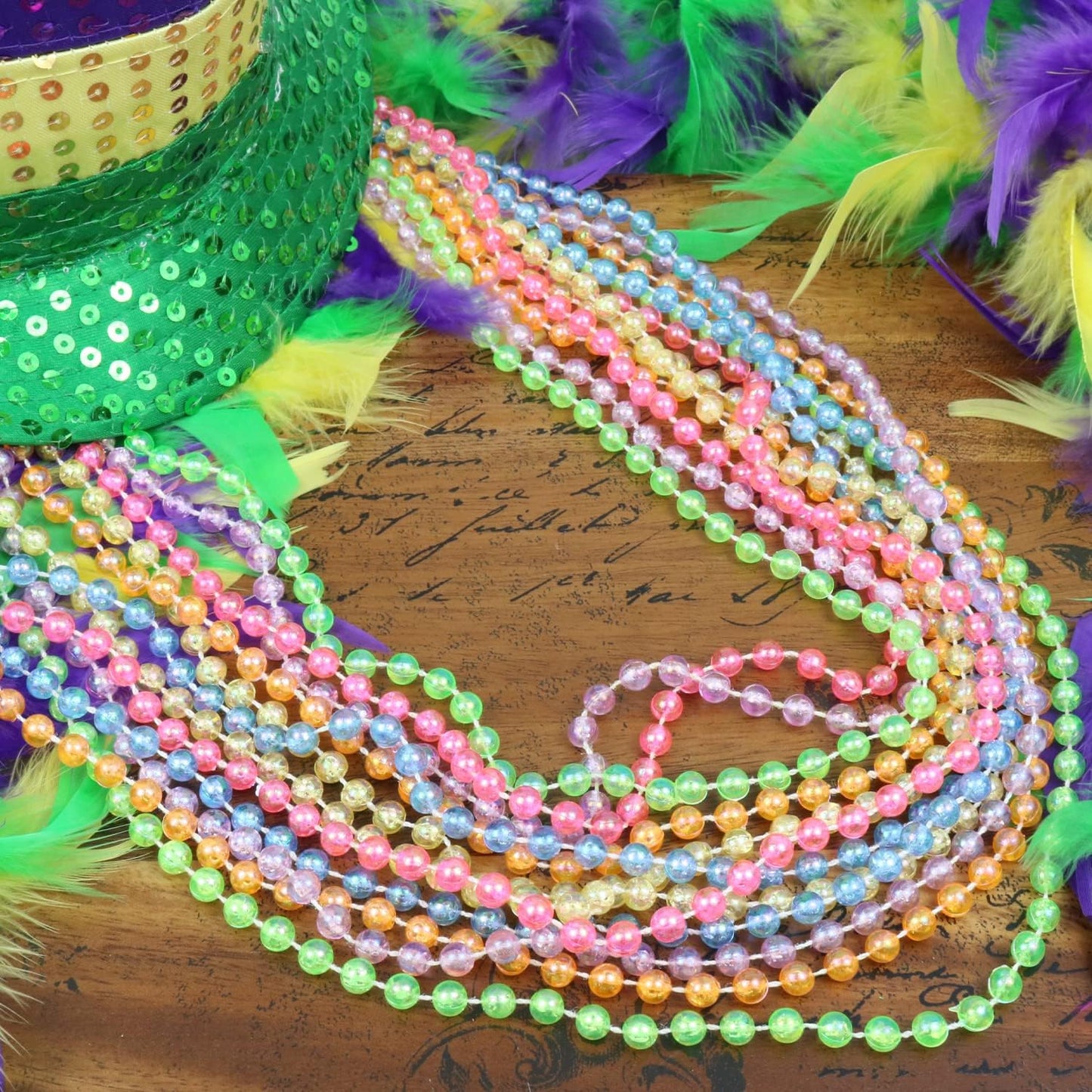 GIFTEXPRESS Collar de cuentas Mardi Gras de 33" y 7 mm (paquete de 12)