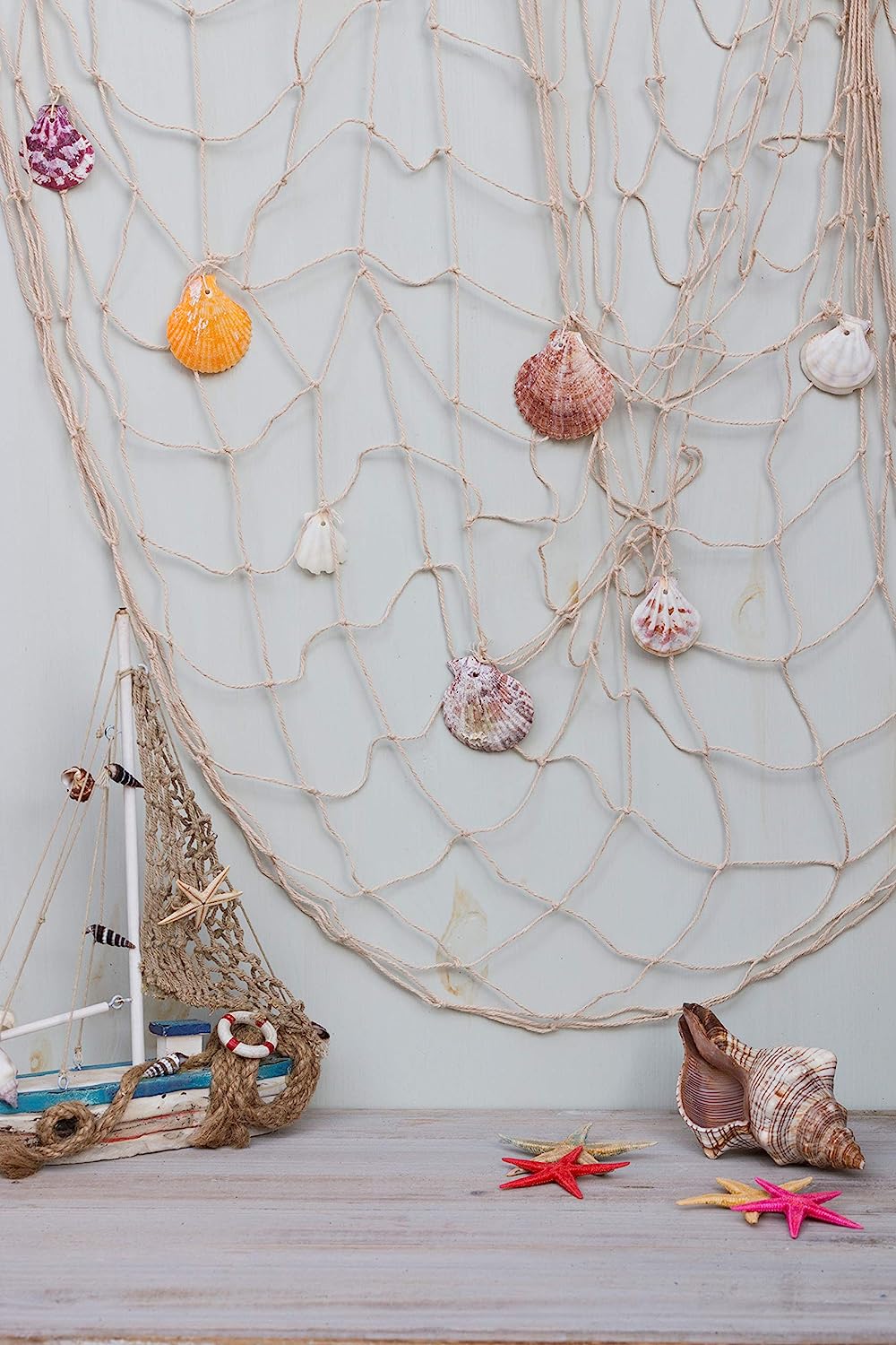 GIFTEXPRESS Red de pesca decorativa de algodón natural (14 pies x 4 pies)