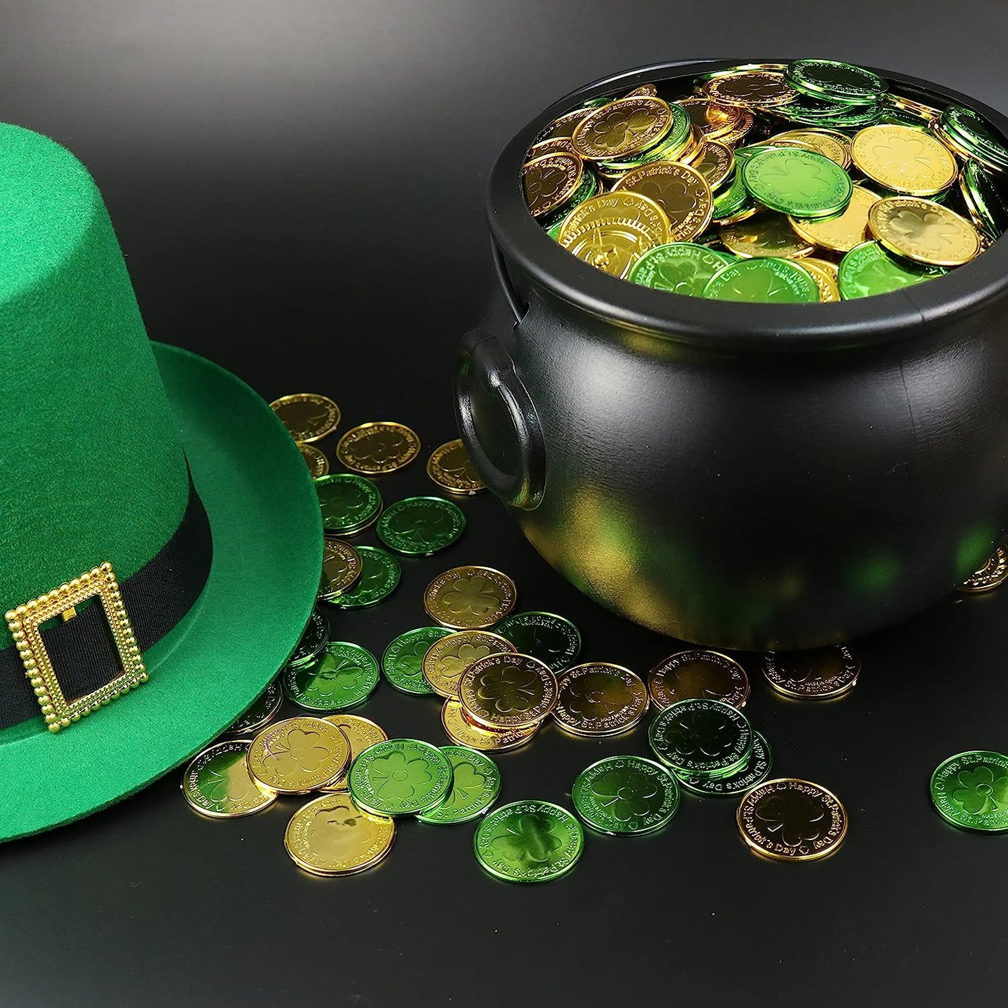 GIFTEXPRESS 144pcs St. Patrick’s Lucky Coins Green and Gold Shamrock Coins