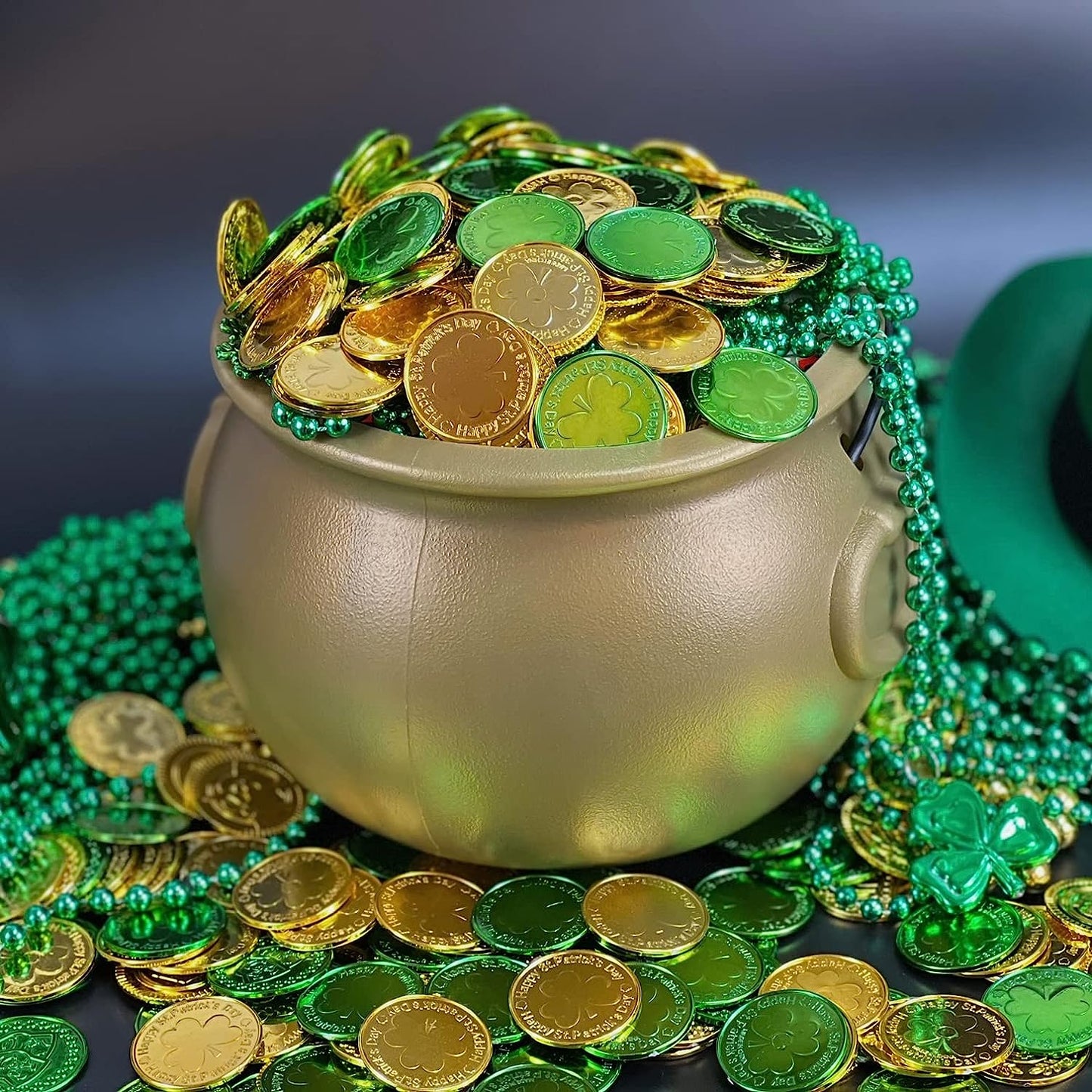 GIFTEXPRESS 144pcs St. Patrick’s Lucky Coins Green and Gold Shamrock Coins