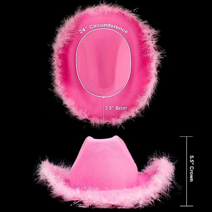 GIFTEXPRESS Sombrero Vaquero de Fieltro Boa Rosa