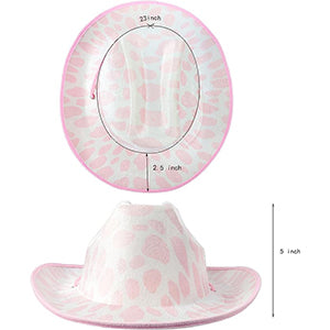 GIFTEXPRESS Sombrero Cowboy de Fieltro Estampado Vaca Rosa (Pack de 6)