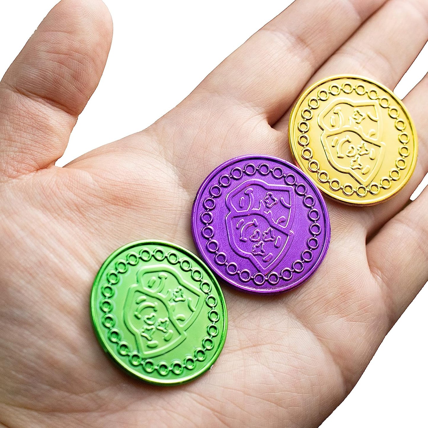GIFTEXPRESS 144 monedas de plástico Mardi Gras