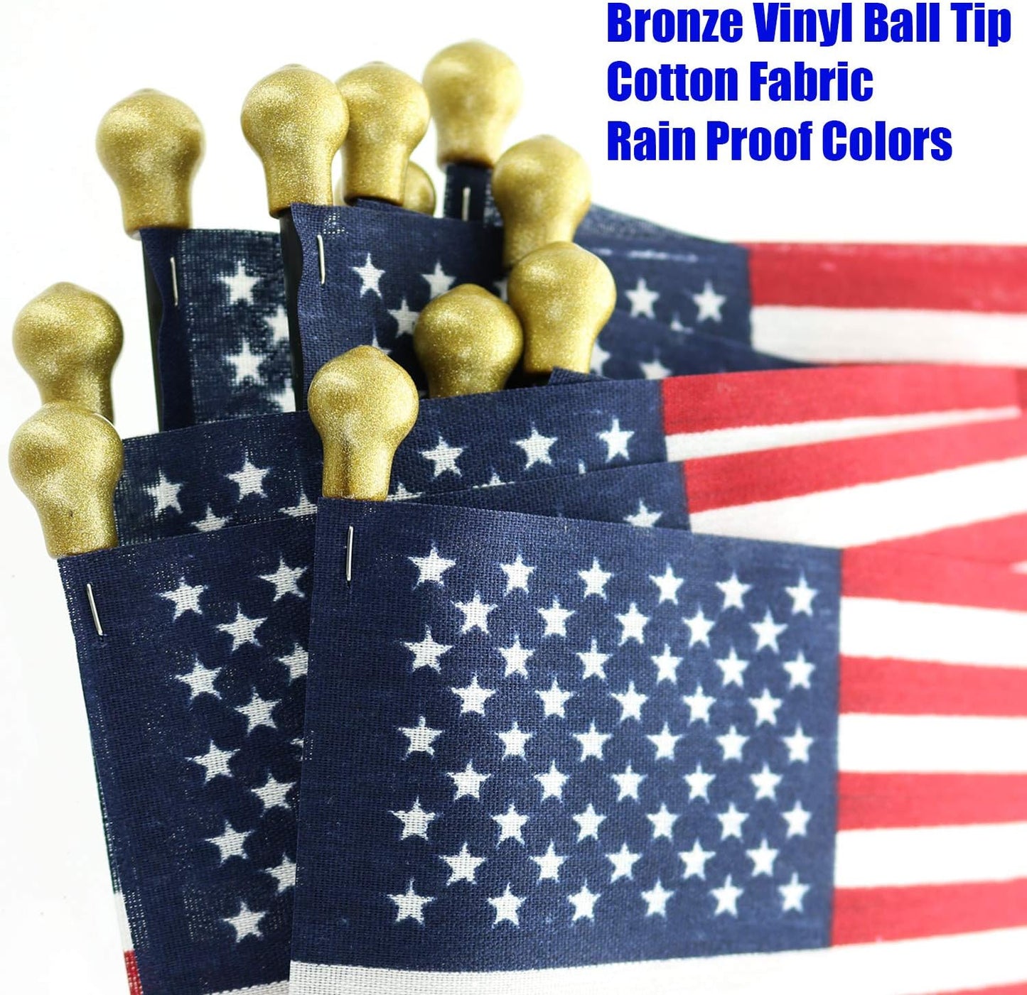 GIFTEXPRESS Banderas americanas de 4 x 6 pulgadas, fabricadas en Estados Unidos, banderas americanas pequeñas en bastón negro (paquete de 12)