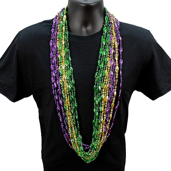 GIFTEXPRESS 12pcs 48" Swirl Metallic Gold Mardi Gras Bead Necklaces