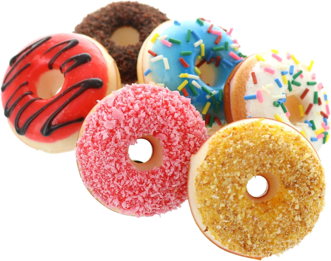 GIFTEXPRESS Donas de juguete artificiales realistas (paquete de 6)