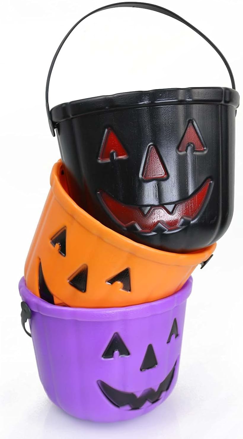 GIFTEXPRESS 3pcs 6" Halloween Trick or Treat Bucket, Halloween Party Supplies