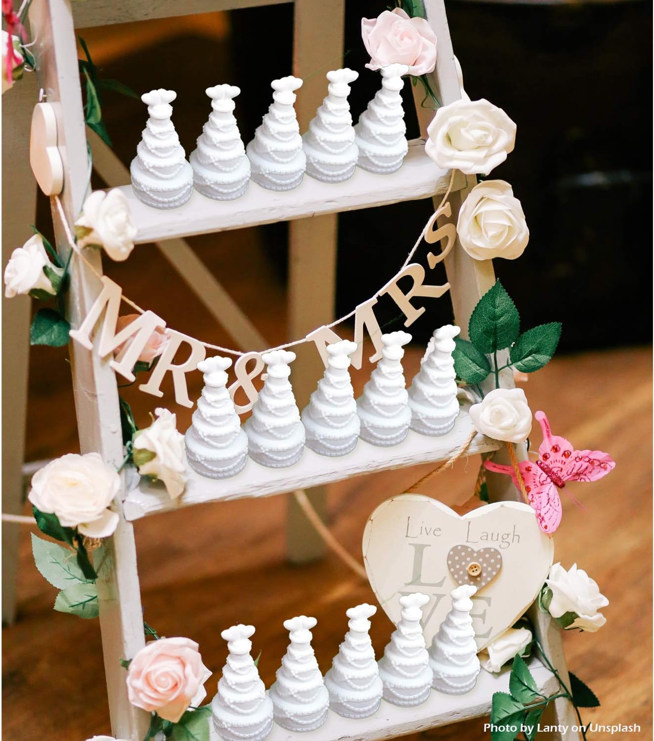 GIFTEXPRESS 48 varitas de burbujas de boda de 3.0 in, varitas de burbujas en forma de pastel blanco