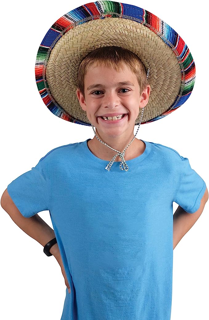 GIFTEXPRESS Sombrero mexicano para adultos con borde de sarape (21" * 20" * 6.5")/(16.5" * 14" * 5.5")