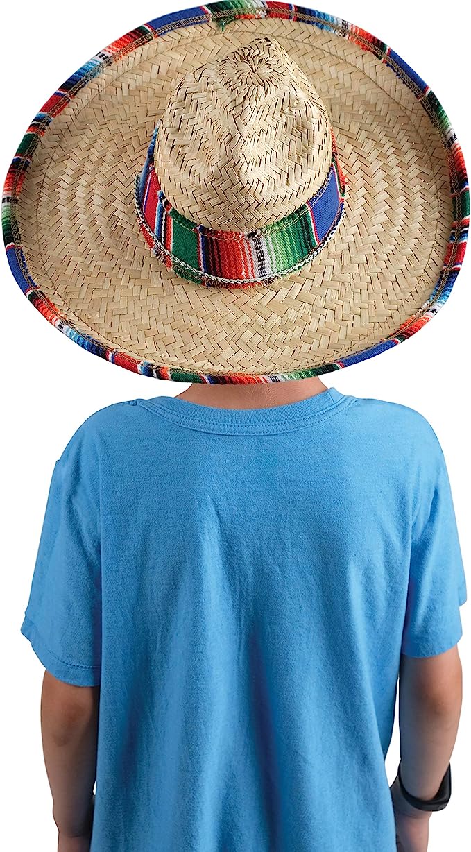 GIFTEXPRESS Sombrero mexicano para adultos con borde de sarape (21" * 20" * 6.5")/(16.5" * 14" * 5.5")