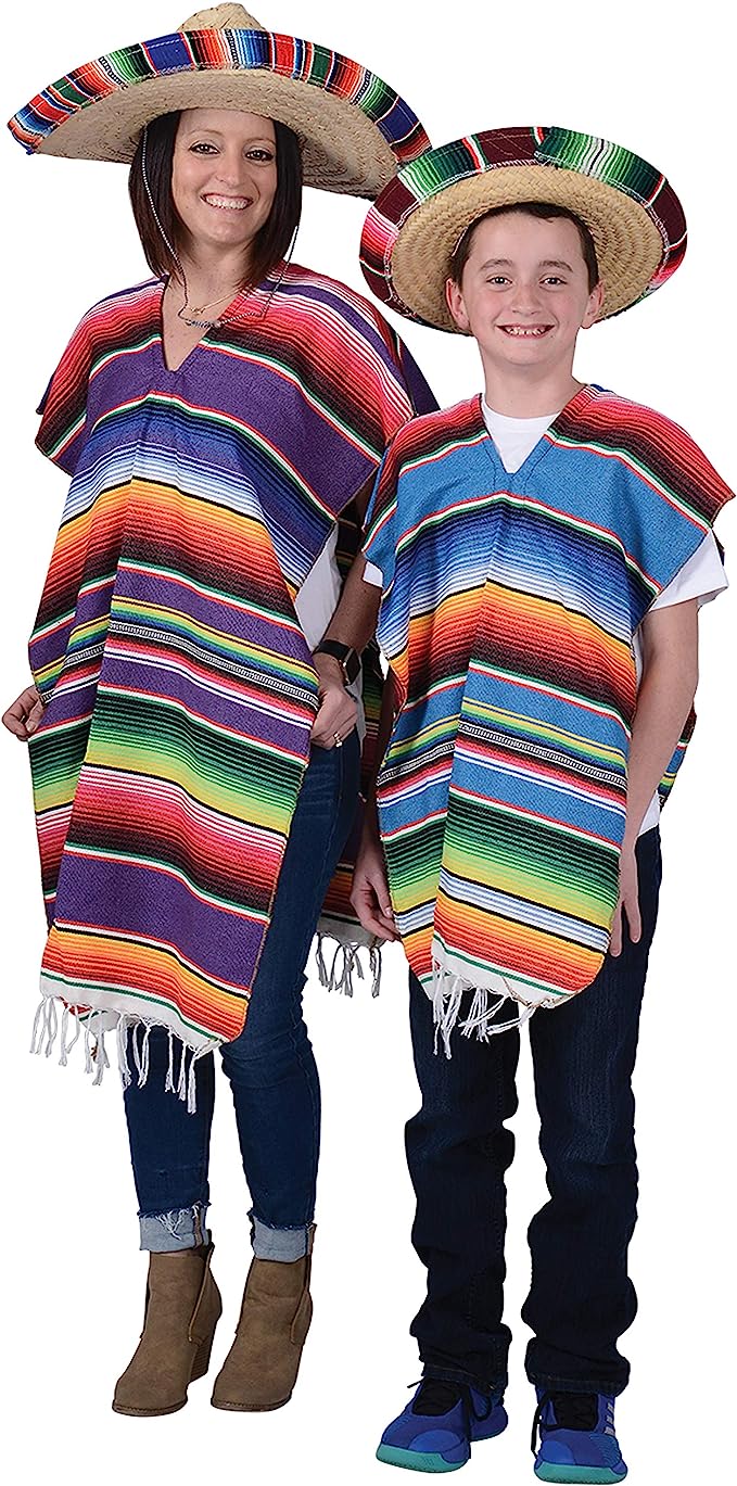 GIFTEXPRESS Sombrero mexicano para adultos con borde de sarape (21" * 20" * 6.5")/(16.5" * 14" * 5.5")
