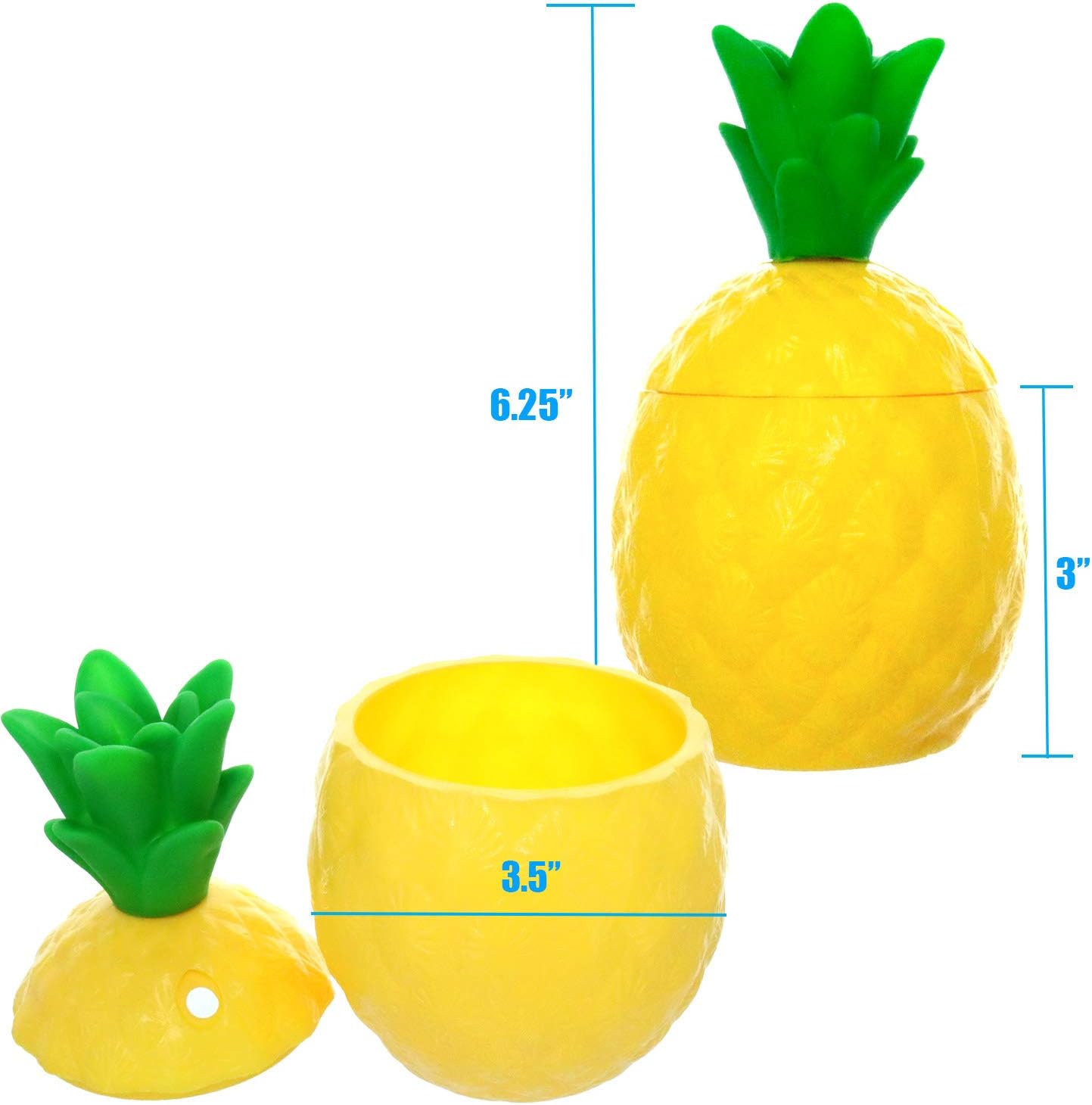 GIFTEXPRESS Plastic Pineapple Cups with Straws