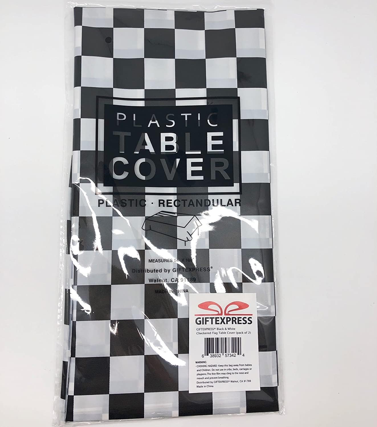 GIFTEXPRESS Black & White Checkered Flag Table Cover