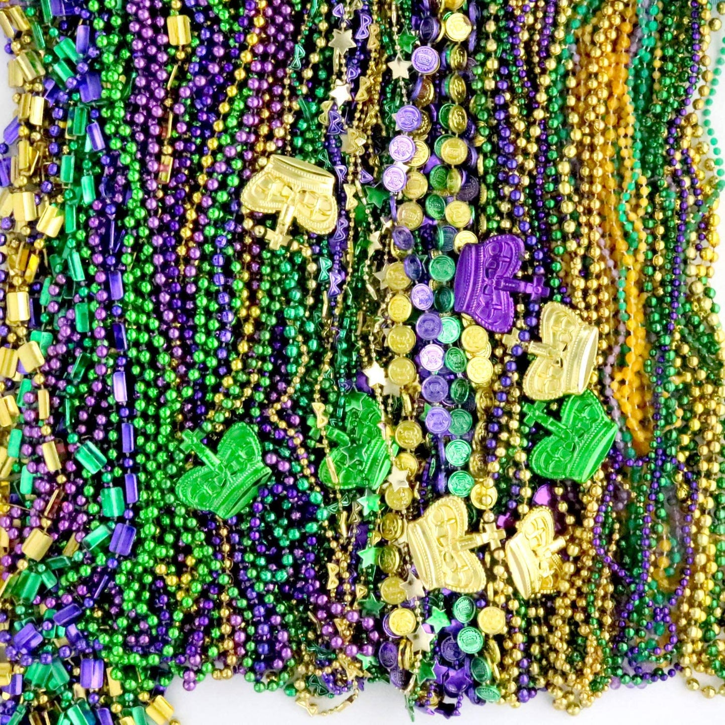 GIFTEXPRESS 100pcs Mardi Gras Metallic Bead Necklaces
