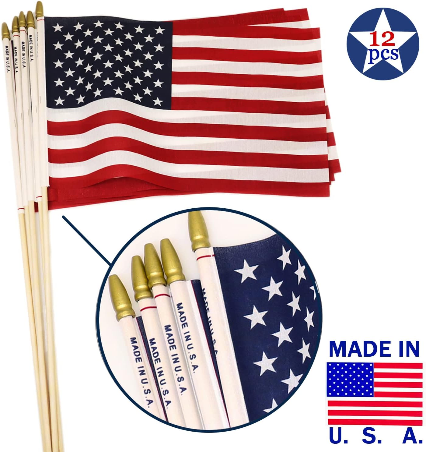 GIFTEXPRESS 12" * 18" American Flag Proudly Made in U.S.A.