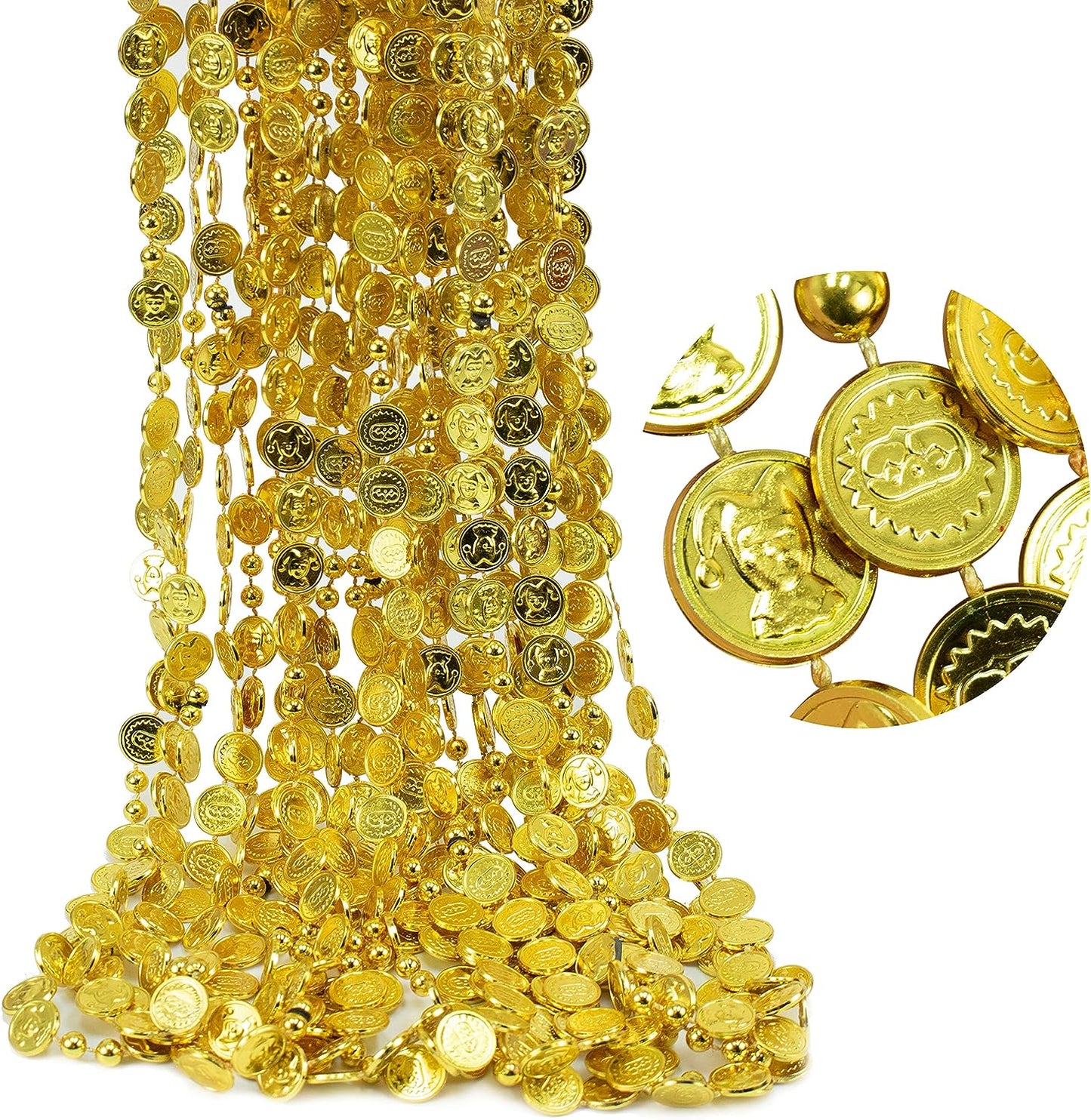 GIFTEXPRESS 12psc 33" Gold Casino Token Bead Necklace
