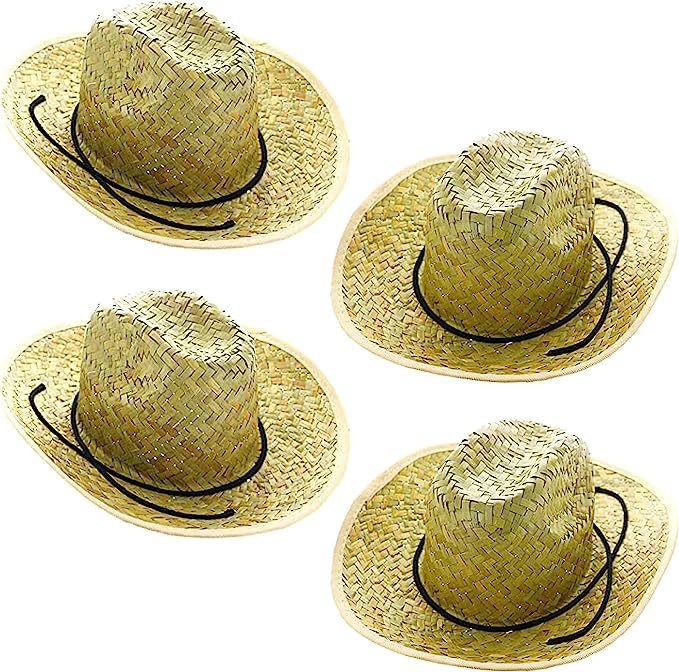 GIFTEXPRESS Sombreros de Paja Vaquero (Pack de 4) 