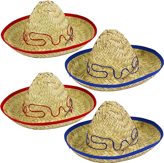 GIFTEXPRESS Child Mexican Sombrero Hat (Pack of 4)