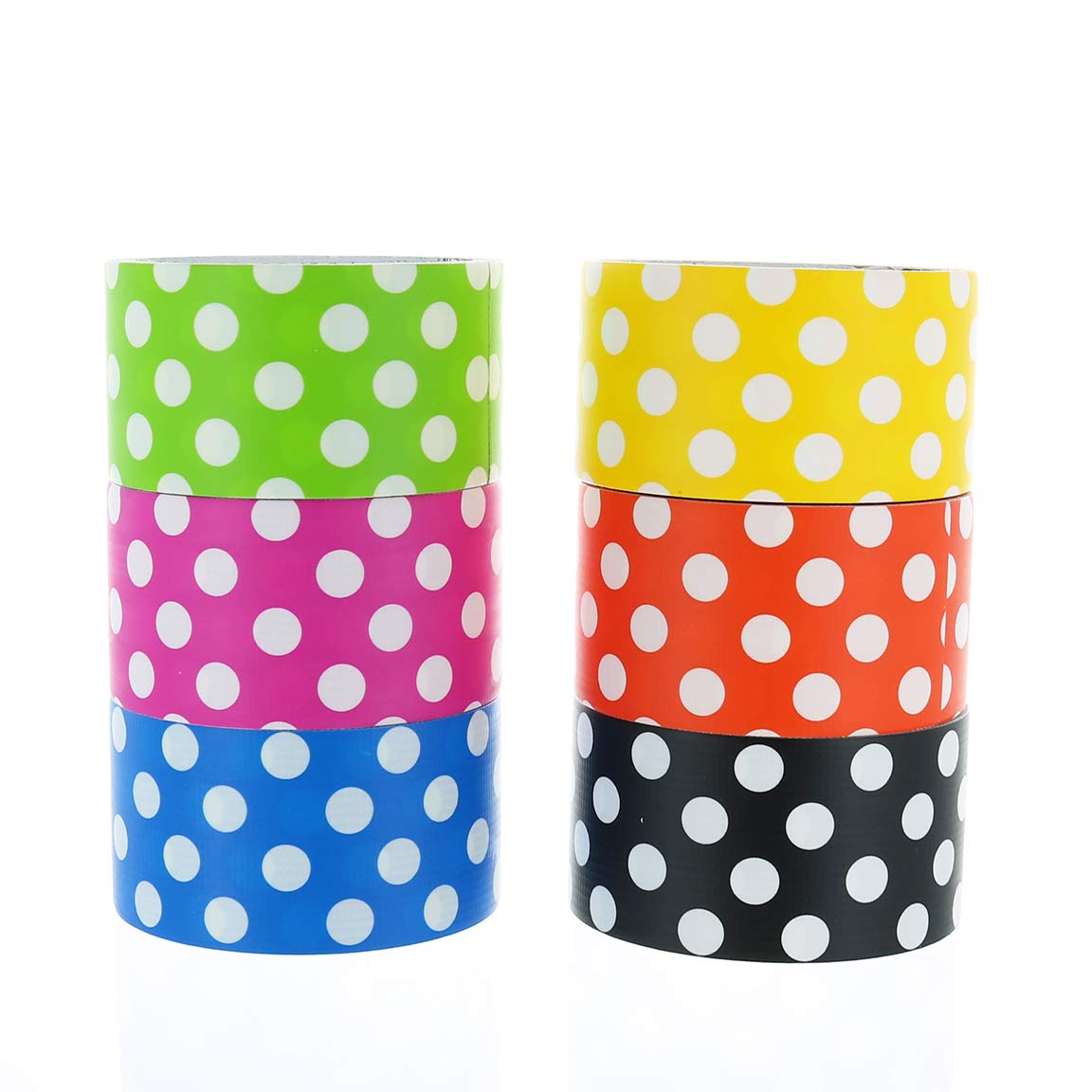 GIFTEXPRESS Assorted Colored Duct Tapes, Polka Dot Duct Tapes (Pack of 6)