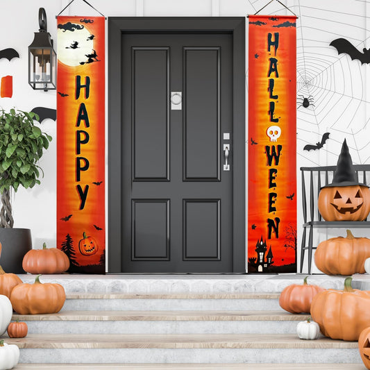 GIFTEXPRESS 2pcs 79 Inches Hanging Door Banners Halloween Banner Horror Scene Photo Prop Decoration, Holiday Décor Theme Party