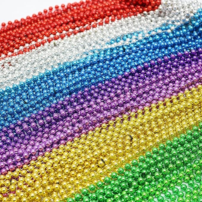 GIFTEXPRESS 72pcs 33" 6 Assorted Color Mardi Gras Beads Necklace Bulk