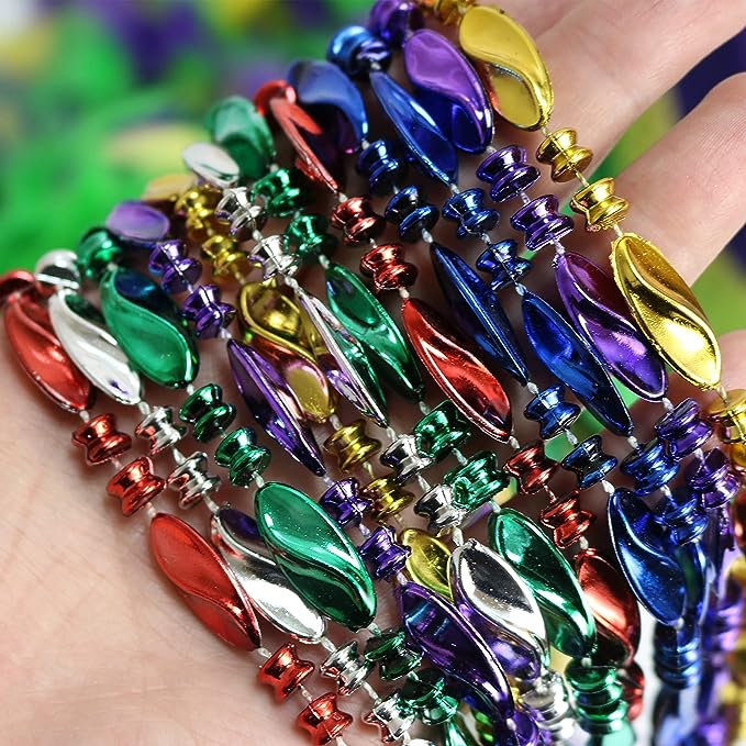 GIFTEXPRESS 42" 23mm Assorted Color Twist Bead Necklaces (Pack of 12)