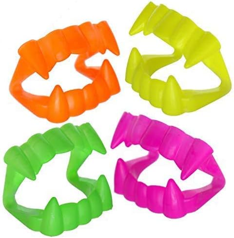 GIFTEXPRESS 144pcs Assorted Neon Colored Halloween Vampire Fangs