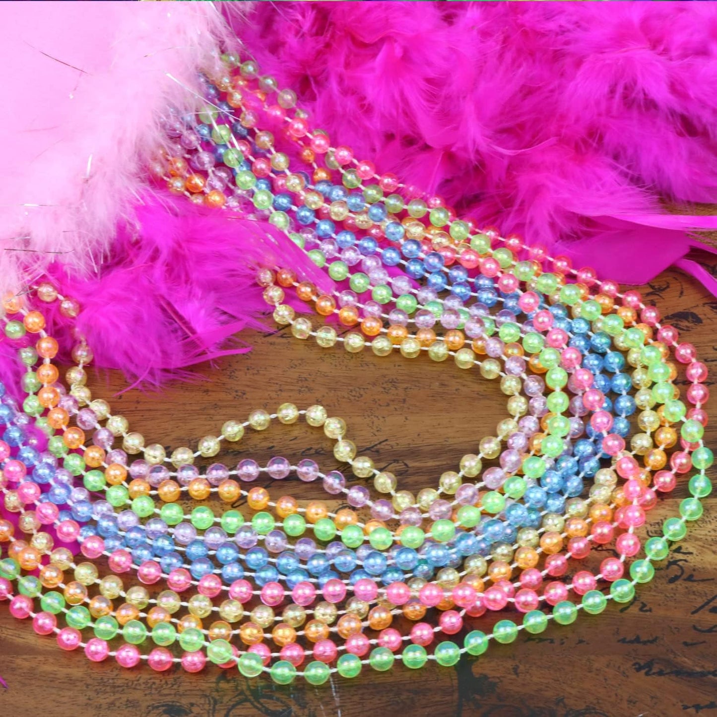GIFTEXPRESS 33" Multicolor Mardi Gras Beads Necklace (Pack of 12)