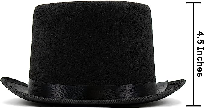 GIFTEXPRESS Sombrero de Fieltro de Mago Negro para Adultos de 4.5" 
