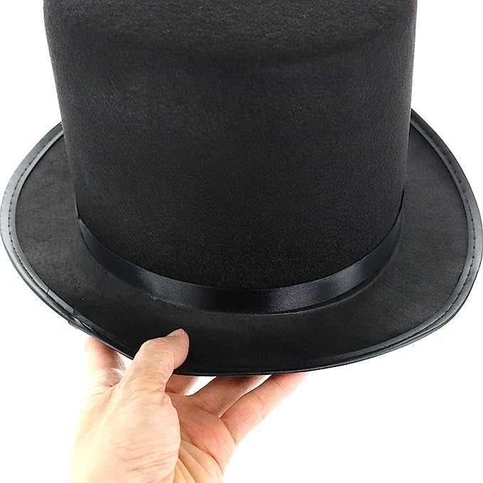 GIFTEXPRESS Sombrero de copa de fieltro de mago negro para adultos de 6.0 in 