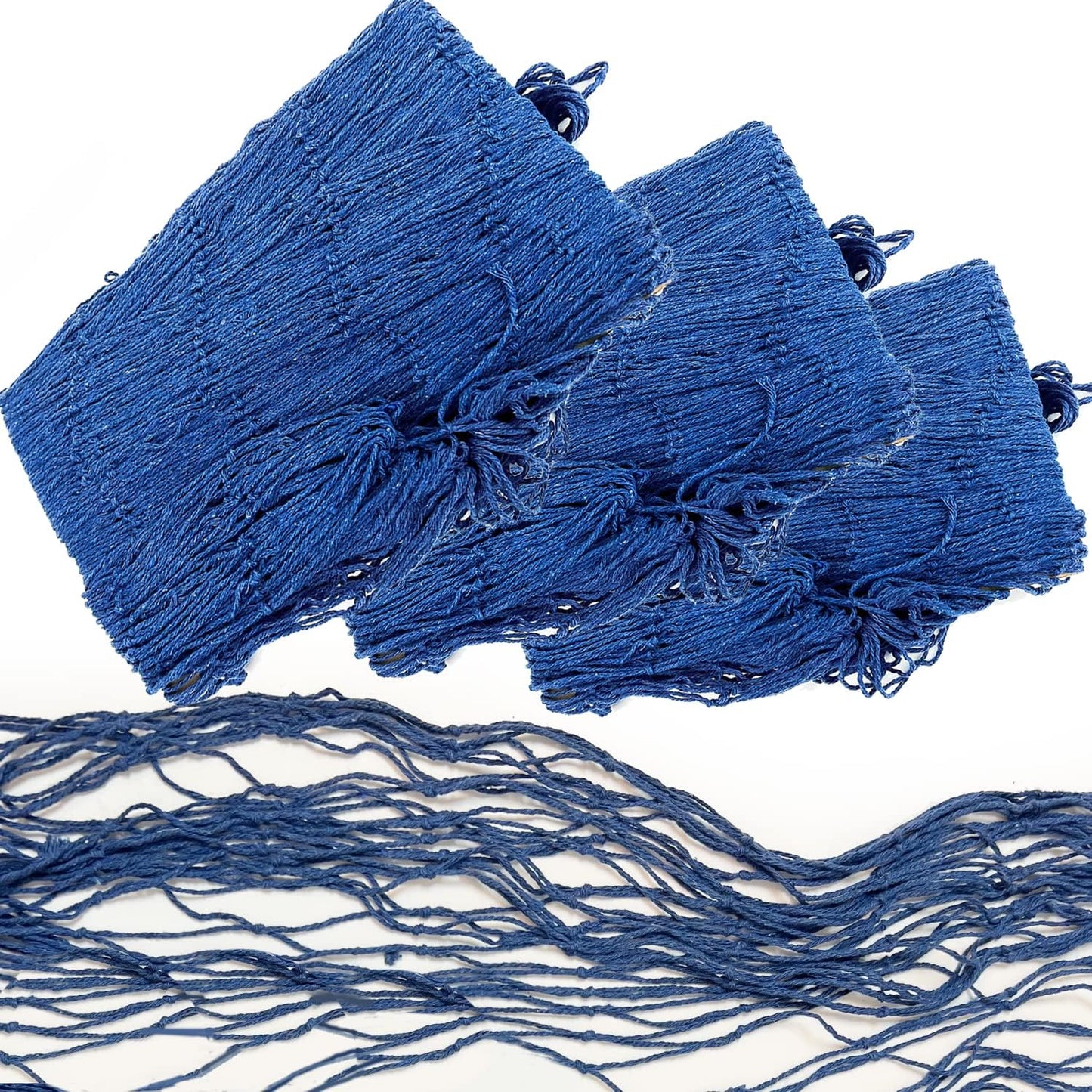 GIFTEXPRESS Red de pesca decorativa azul de algodón natural (14 pies x 4 pies)
