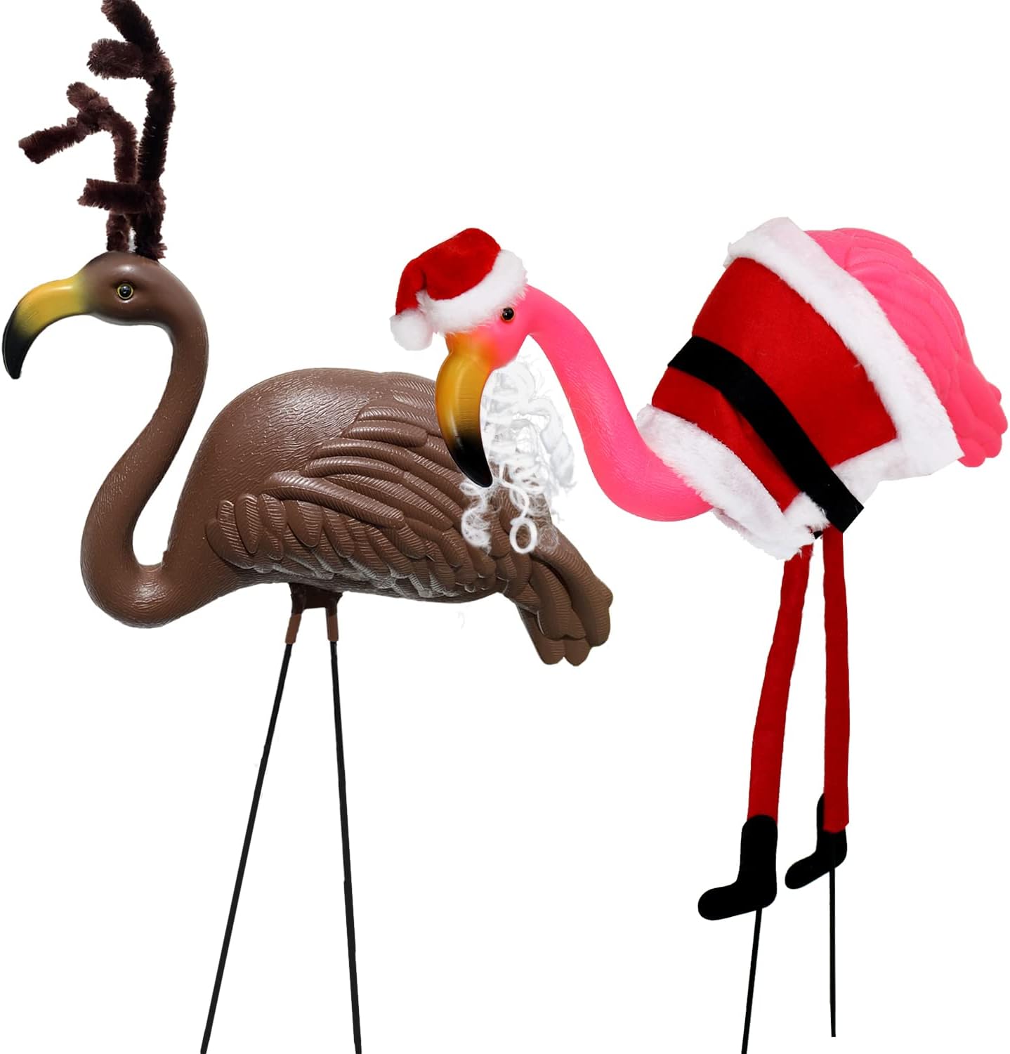 GIFTEXPRESS Large Christmas Flamingo Lawn Ornaments (Pack of 4)