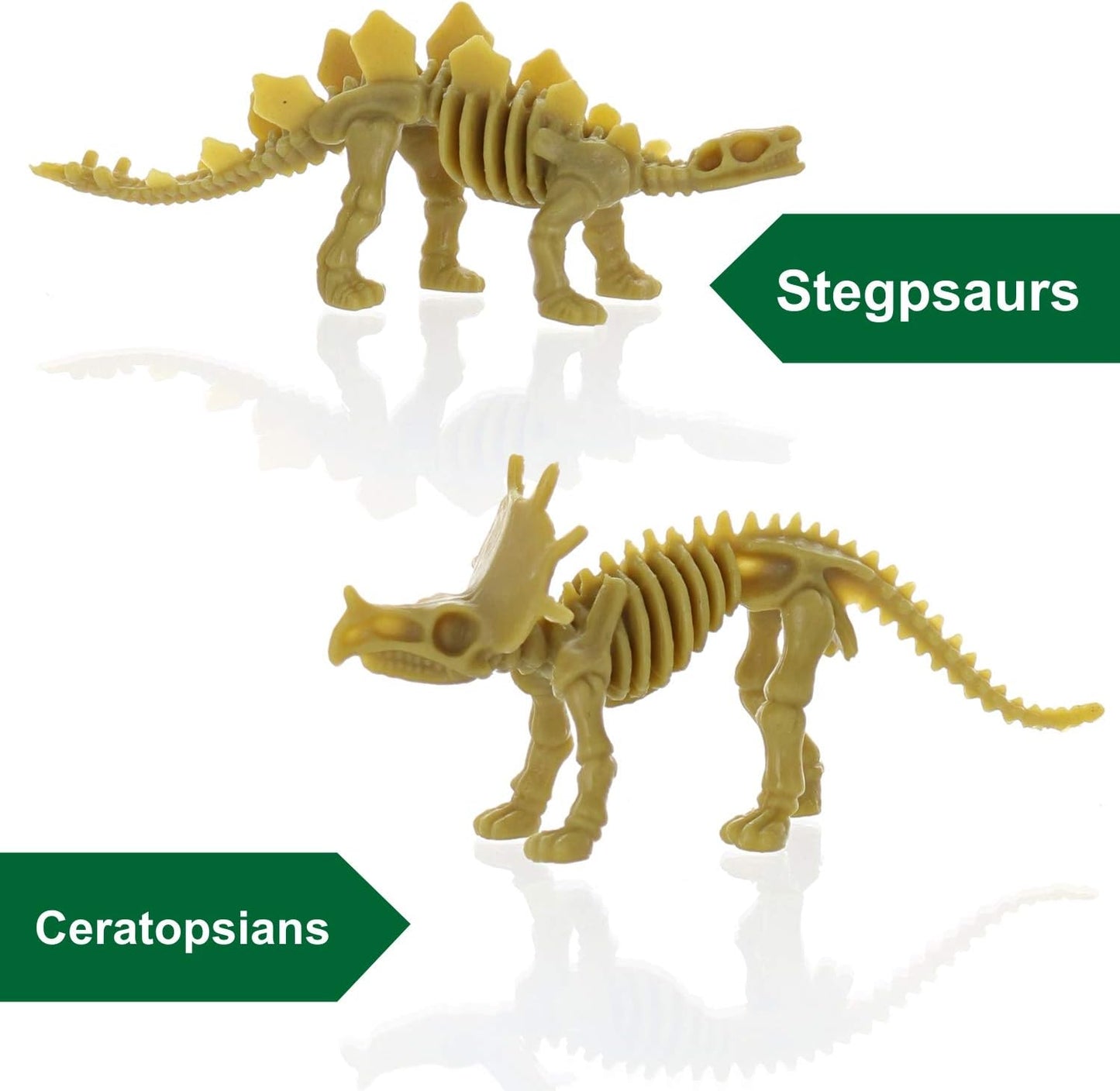 GIFTEXPRESS 24pcs Dinosaur Fossil Skeletons, 3.7" Assorted Dino Bones Figures