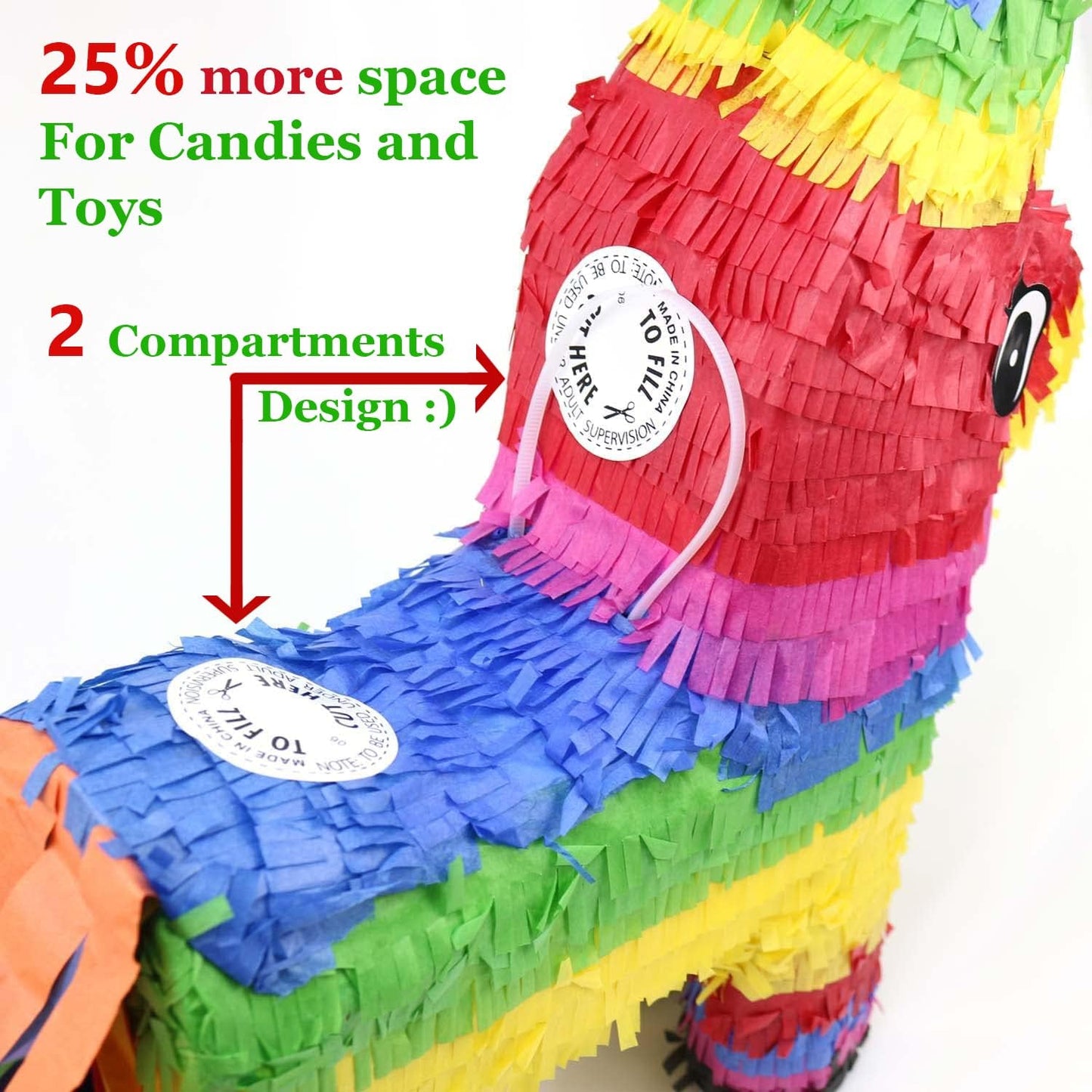 GIFTEXPRESS Piñata de burro arcoíris de 16.0 in 