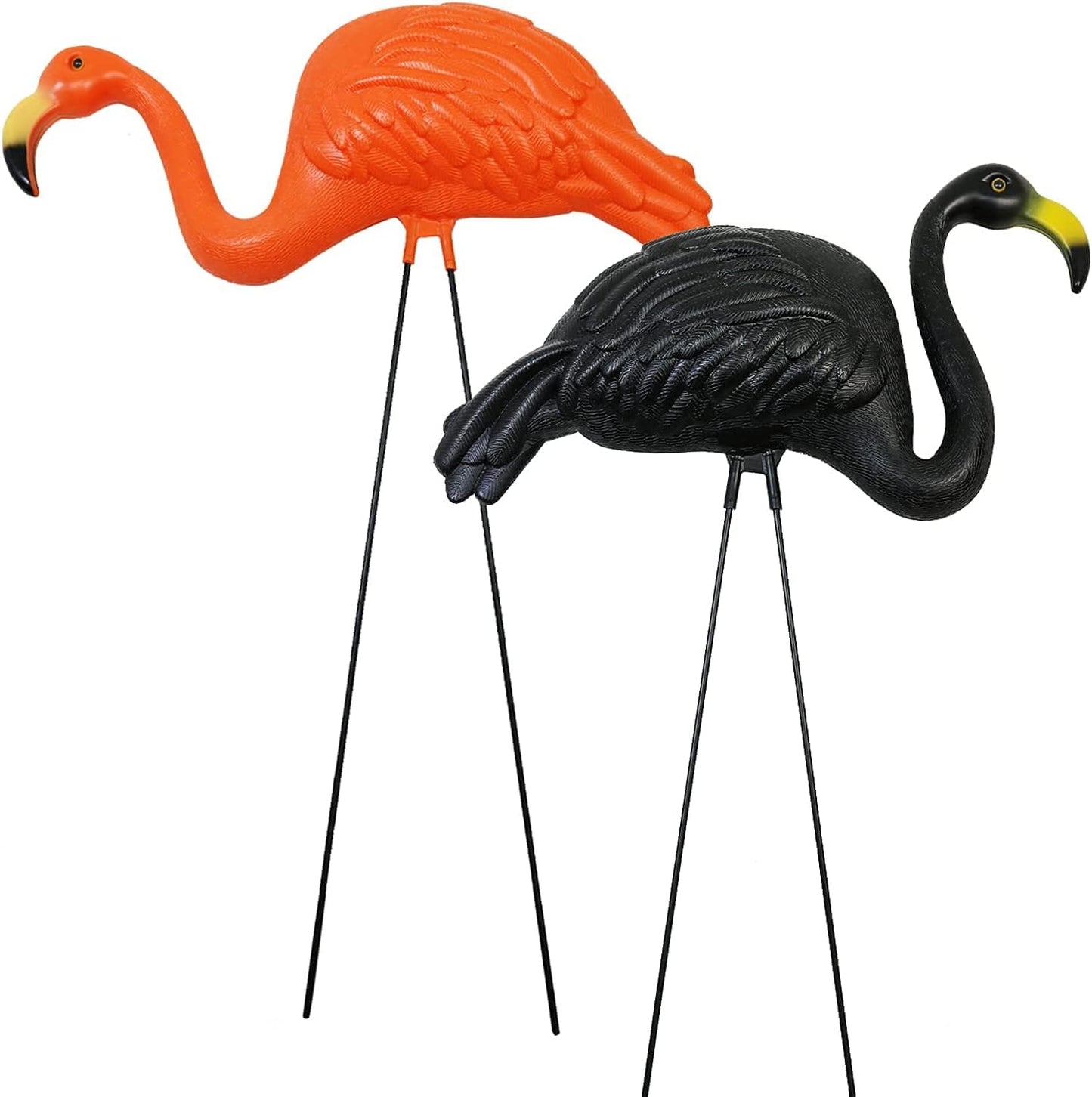 GIFTEXPRESS Black and Orange Flamingos for Halloween Lawn Ornaments, Halloween Décor, Flamingo Yard Ornament ((2pc Black & Orange))