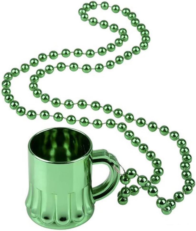 GIFTEXPRESS 12pcs Green Beer Mug Beads Necklaces