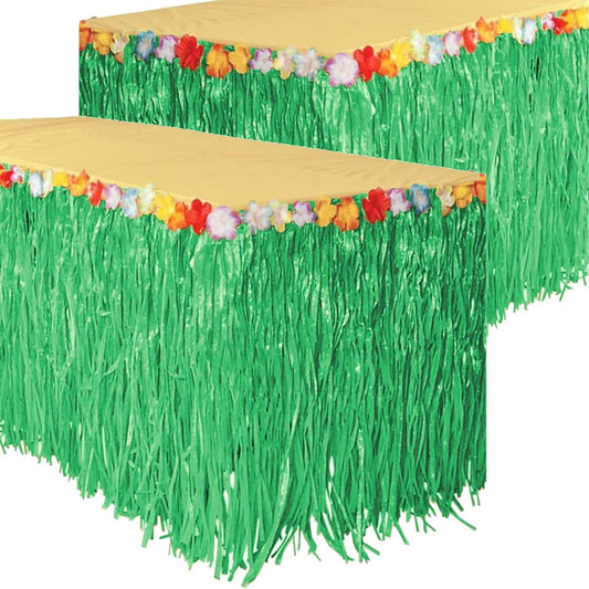 GIFTEXPRESS Luau Green Grass Table Skirt, 108" * 29"