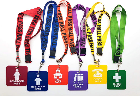 GIFTEXPRESS Hall Pass Lanyards y School Passes, 6" x 7" x 1" 