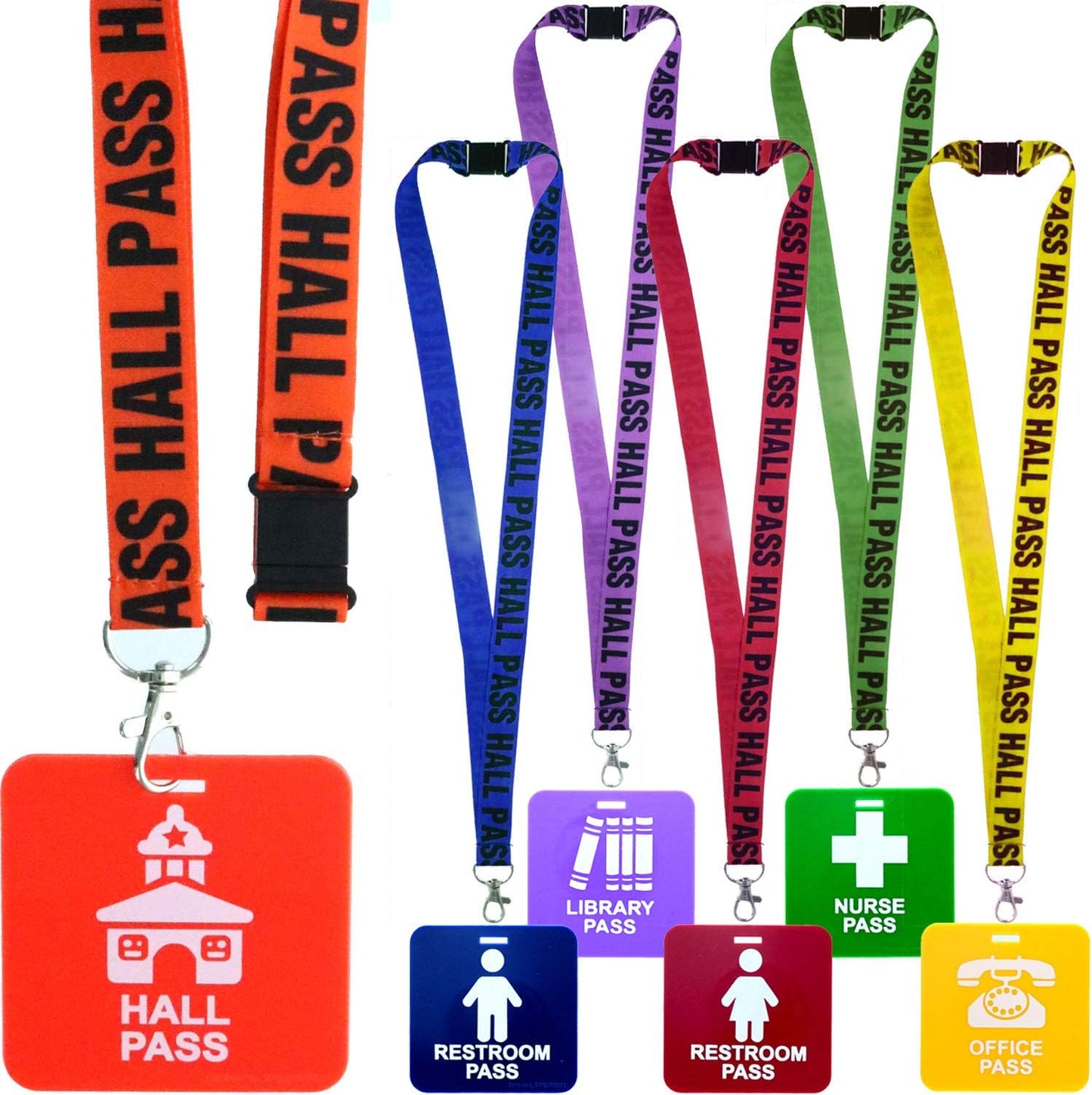 GIFTEXPRESS Hall Pass Lanyards y School Passes, 6" x 7" x 1" 