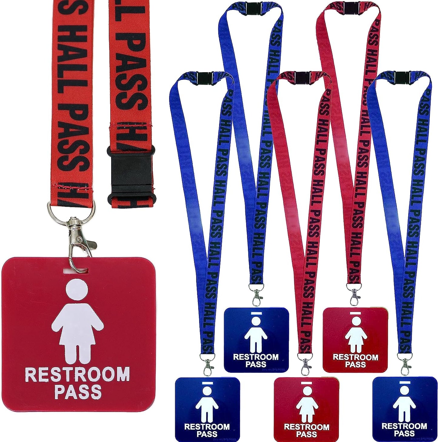 GIFTEXPRESS 6pcs Hall Pass Lanyards and School Passes Boys and Girl Bathroom Passes