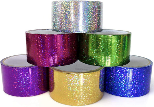 GIFTEXPRESS Holographic Heavy-Duty Assorted Colored Duct Tapes (Pack of 6)