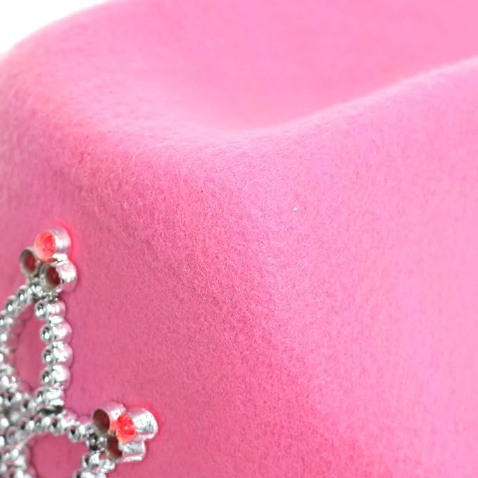 GIFTEXPRESS Sombrero de vaquera con tiara rosa parpadeante LED para niños, sombrero de vaquero iluminado 