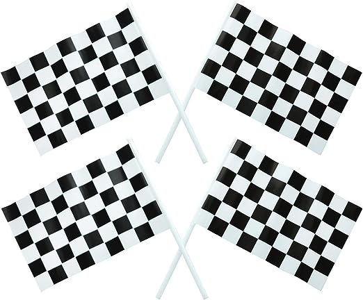 GIFTEXPRESS 72pc Mini Plastic Checkered Flags Party Supplies (4 x 6 Inch)