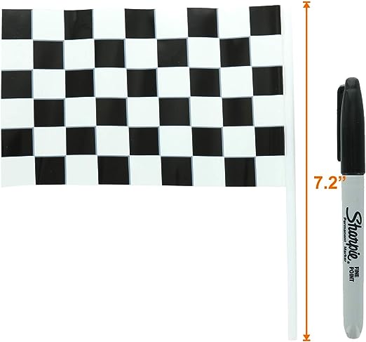 GIFTEXPRESS 72pc Mini Plastic Checkered Flags Party Supplies (4 x 6 Inch)