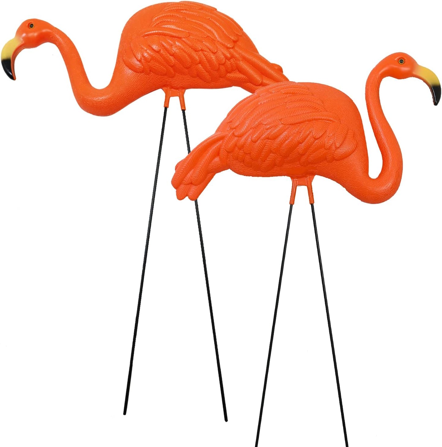 GIFTEXPRESS Thanksgiving Flamingos, Orange Flamingos for Halloween Lawn Ornaments, Fall Décor, Plastic Flamingo Garden Yard Stakes (Pack of 2)