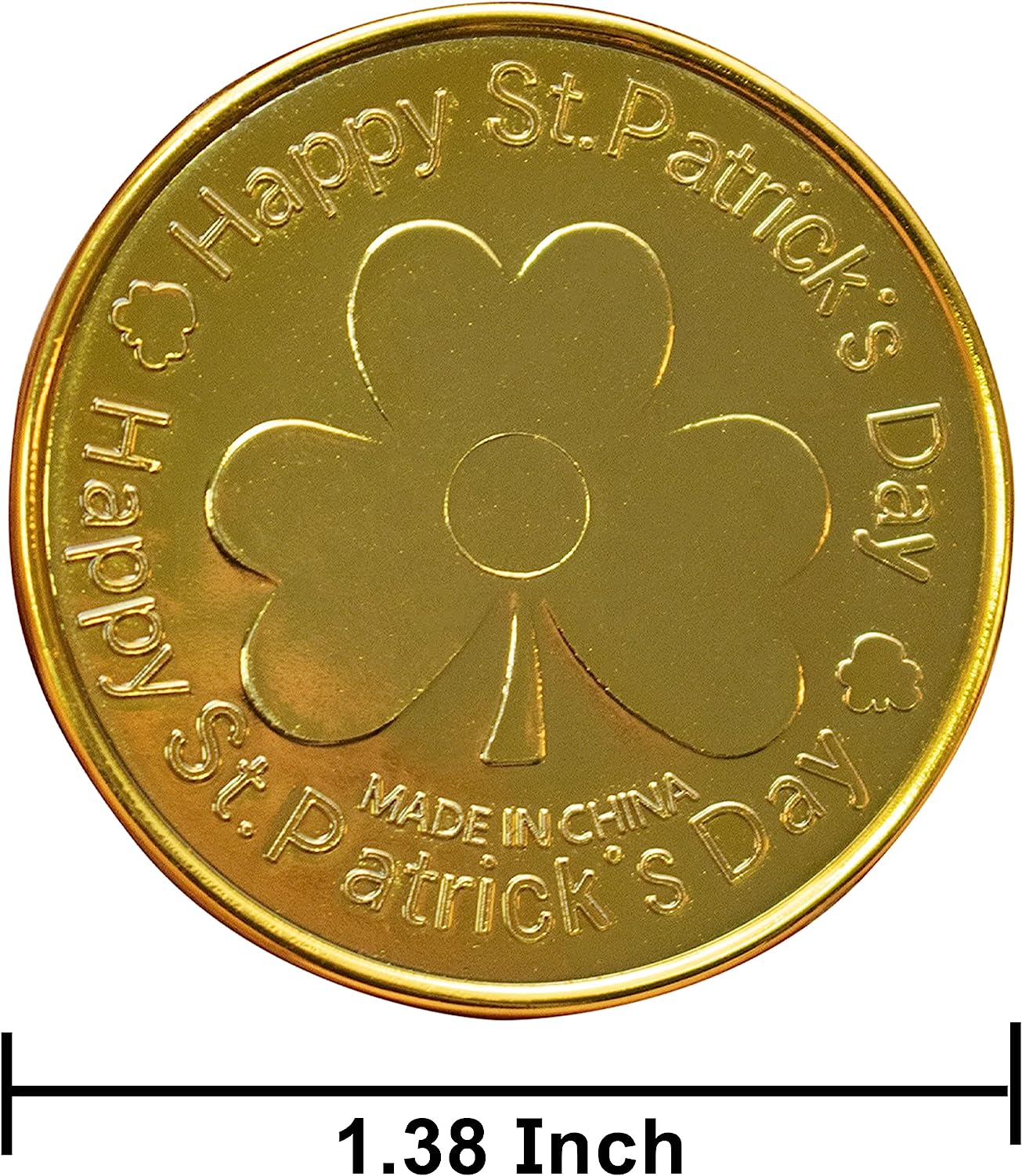 GIFTEXPRESS 144 piezas Monedas de la suerte de San Patricio Monedas de trébol verde y dorado 
