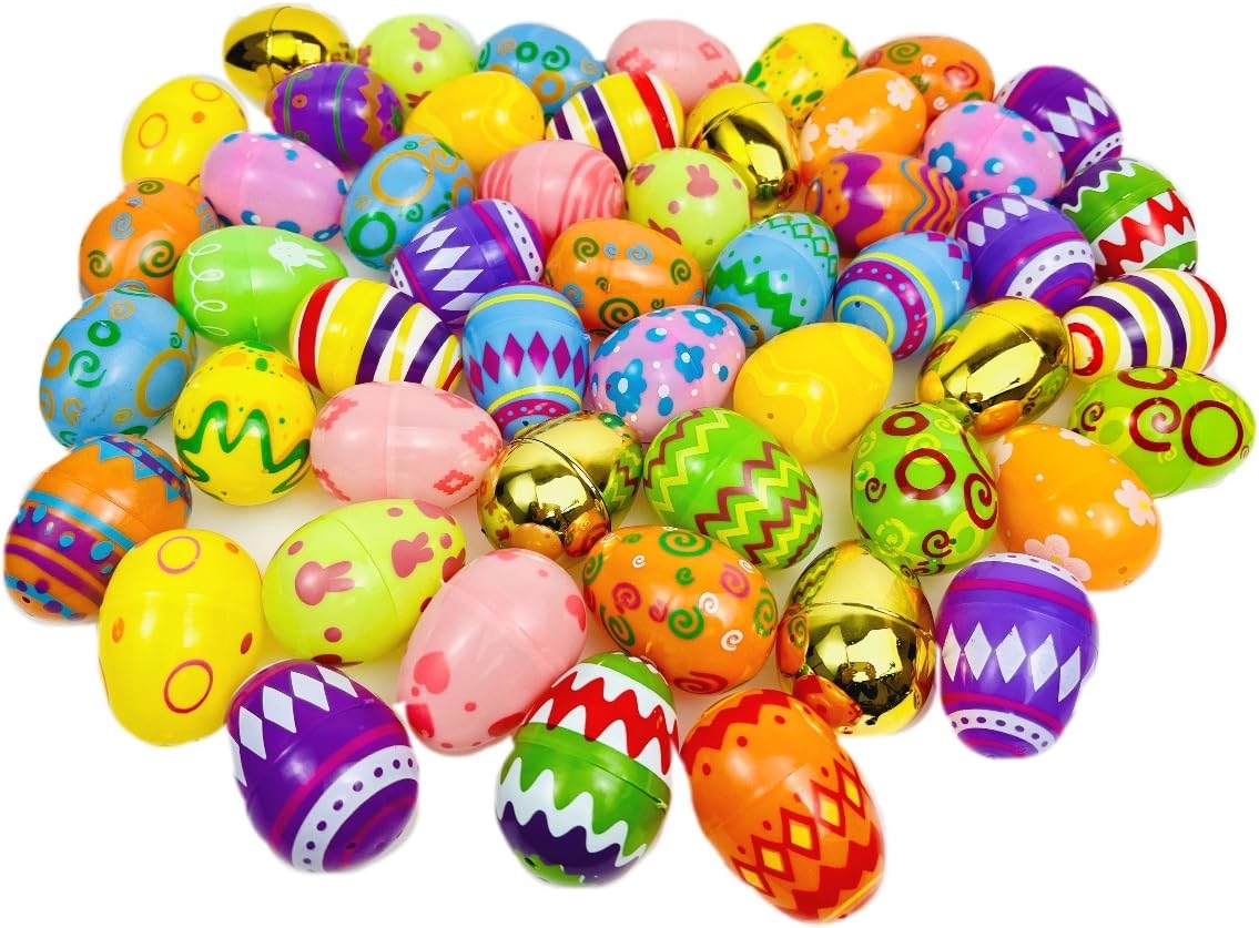 GIFTEXPRESS Pattern Printed Empty Plastic Easter Eggs