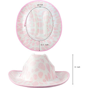 GIFTEXPRESS Pink Cow Print Felt Cowboy Hat (Pack of 6)